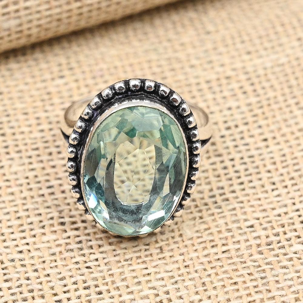 Aqua Apatite Gemstone Handmade Jewelry 925 Solid Sterling Silver Ring For Women