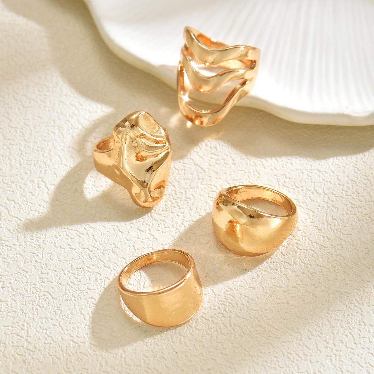 European and American jewelry, retro ins ring, niche exaggerated liquid lava lines, irregular ring set for women