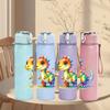 1PC Colorful Baby Dragon Cartoon Print 750ml Color Plastic Sports Water Bottle Leakproof Flip Straw Lid Suitable for Sports Office Home Use