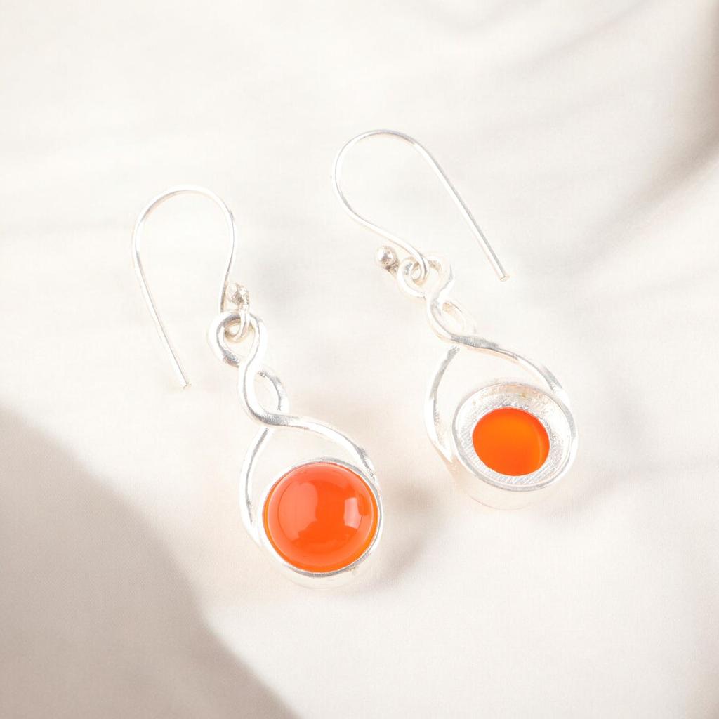 Beautiful Carnelian Gemstone 925 Stamped Silver Handmade Boho Earrings 1.68Inch CE-15-32