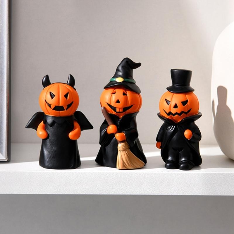 Festives Halloween Resin Pumpkin Figurine Colorful Centerpieces Decoration for Party and Home Display Desktop Accessory