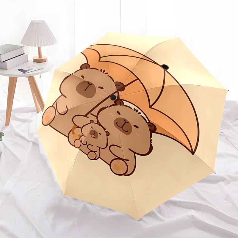 Capybara Themed Travel Umbrella-8 Ribs Automatic Opening and Closing, Portable Folding Design, Compact and Stylish Umbrella Suitable for Out