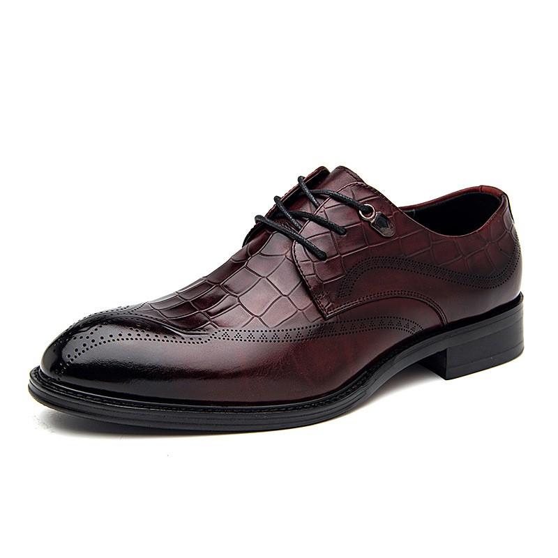 Mens Genuine Leather Oxford Shoes With Brogue Carving Formal Business Dress Office Wear