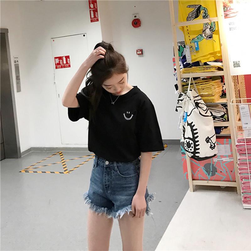 Vintage Funny Graphic Print High Street White Black Short Sleeved T-shirts for Women's Summer Casual Loose T Shirt Harajuku Streetwear Tshirt Y2k Tops