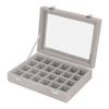 Small Velvet Jewelry Box Organizer 24 Compartments Jewelry Case Earring Rings Storage Box Jewelry Case with Locks Gray