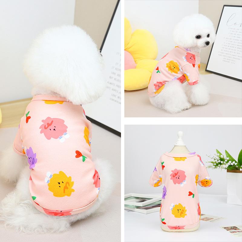 Pet Clothing Cartoon Animal Dog Clothing Printing T-shirt Thin Section Small Medium Dog Vest Short Sleeve  Clothing