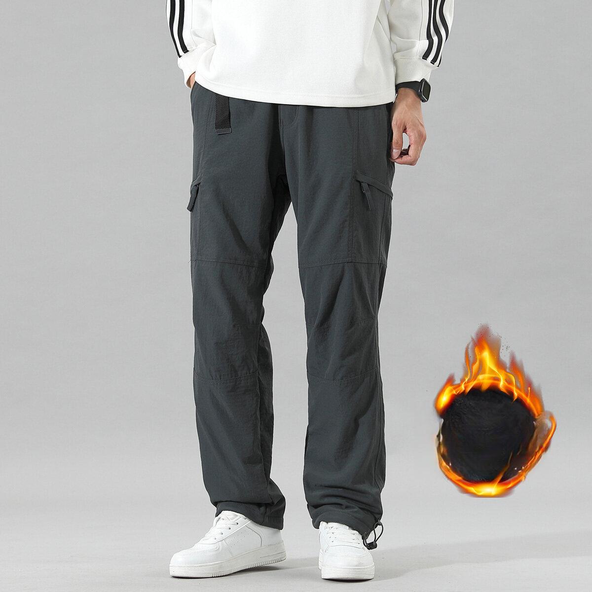 

Зимние флисовые утепленные противоударные брюки Мужские уличные комбинезоны 5XL темно-серого