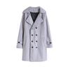 Men's Fashion Solid Color Woolen Coat Korean Version Double Breasted Mid Length Woolen Windbreaker Jacket