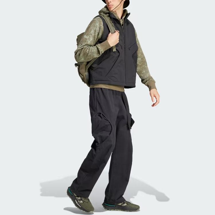 Adidas Originals Adventure Premium Multi-Pocket Vest With Solid Logo Zipper Stand Collar Men Vests Black IJ0721