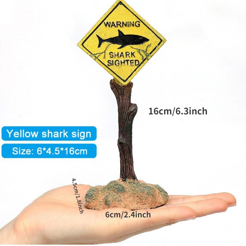 1Pc Resin Aquarium Decoration Ornaments Artificial Shark Warning Sign Landscaping Accessories for Fish