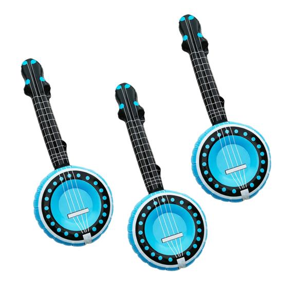 Inflatable Balloon Banjo Instrument Portable Inflatable Toys PVC Stage Prop for Hawaiian Party Beach