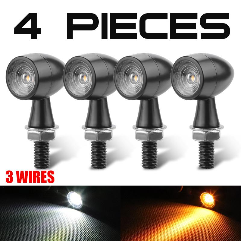 4 Wires E24 Motorcycle LED Turn Signals Light DRL Mini 8mm Retro Indicator Stop Lamp Flasher Blinker For Honda Suzuki Kawasaki