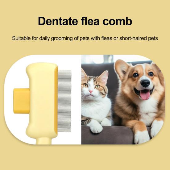 Self Cleaning Cat Brush Pet Grooming Comb with Stainless Steel Dense Teeth Detangling Comb Removes Loose Fur for Dogs Cats Flea