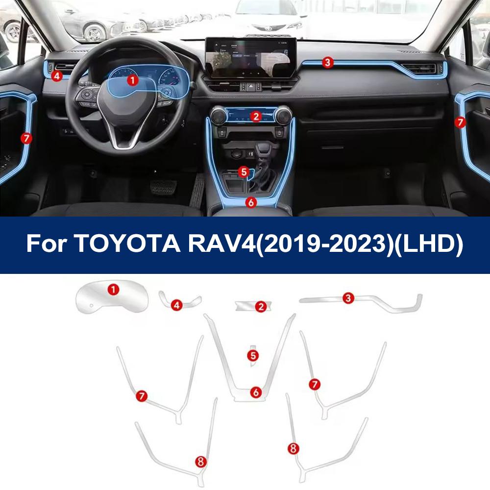 Car Interior Center Console Transparent Pre Cut TPU Protective Film for  RAV4 2019-2023 PPF Anti-scratch Repair Film Refit