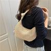 Fashion woven bag women's 2025 new casual straw shoulder bag Mori beach casual tote bag underarm bag