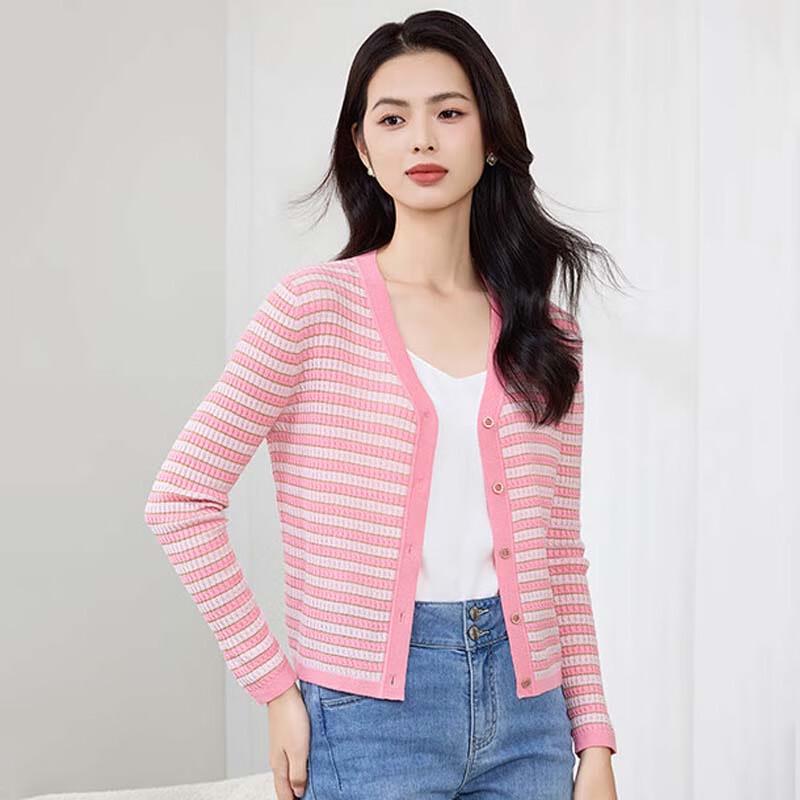 JESSIE Women's Striped V-Neck Knit Top