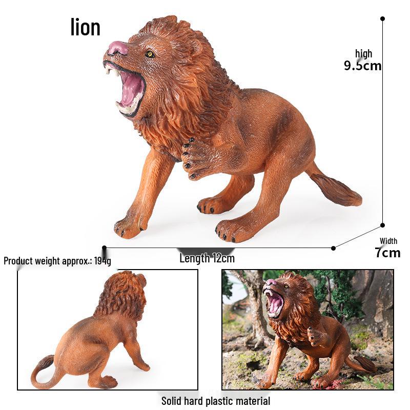 Wild Safari Animal Figurines: Giraffe, Elephant, Rhinoceros, Brown Bear, Tiger, Lion, Leopard, Hippopotamus - Solid Cognitive Toys