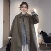Womens Solid Color Trench Coat 2026 Early Loose Fit Mid-Length Casual Jacket In Black Pink Coffee