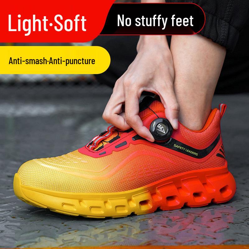 

Men s Lightweight Safety Shoes: Anti-Smash, Anti-Puncture, Soft Sole, Elastic, Ideal for Workshop & Warehouse Orange;45