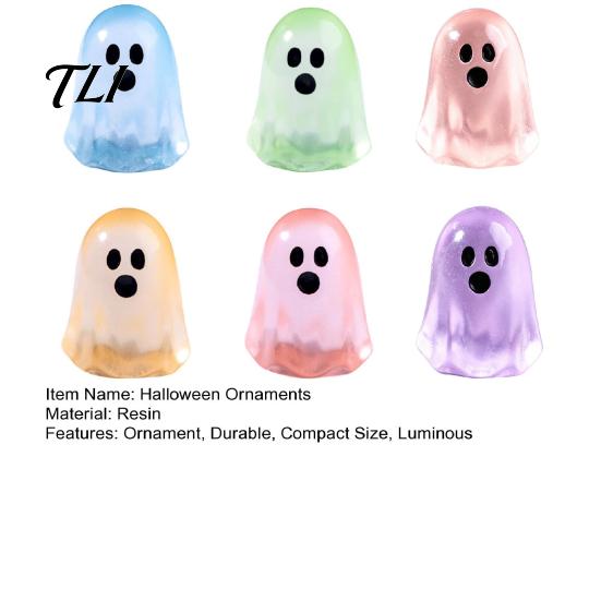 Glowing Ghost Figurines 6PCS Luminous Mini Figures, Miniature Glow in The Dark Halloween Decorations Ornaments, Theme Resin Collections for Party
