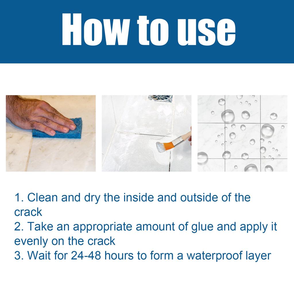JUE-FISH Transparent Waterproof Adhesive Transparent Waterproof Coating Bathroom Balcony Brick Free Roof Leak Proof Adhesive
