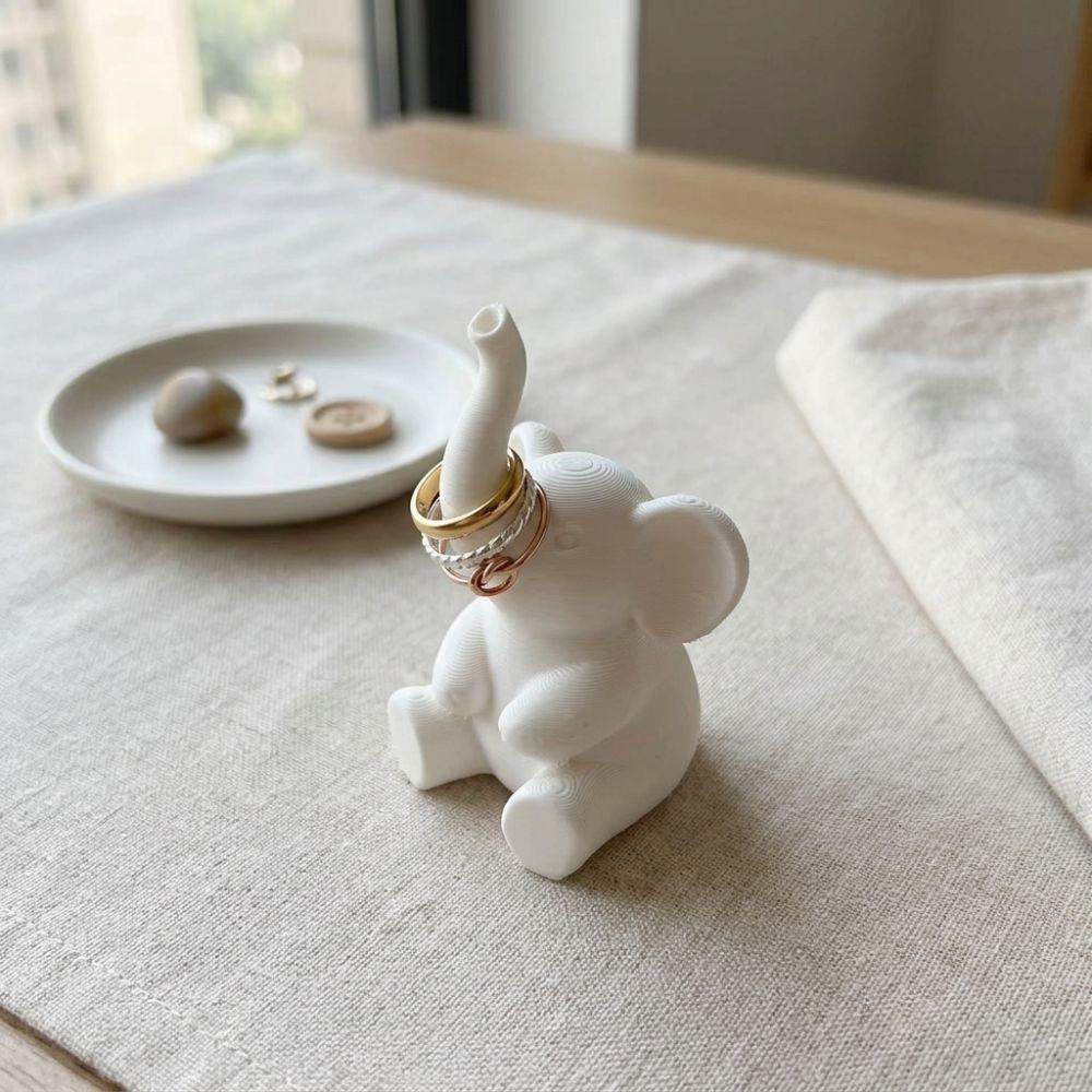 Anti-Loss Long Trunk Elephant Ring Holder Minimalist 3D Printed Animal Jewelry Holder Aesthetic Art Sculpture