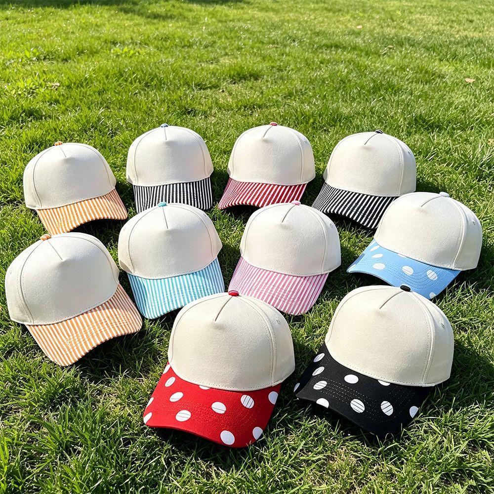 Creative Striped Baseball Hat Hip Hop Printed Peaked Cap Polka Dot Baseball Cap Girl