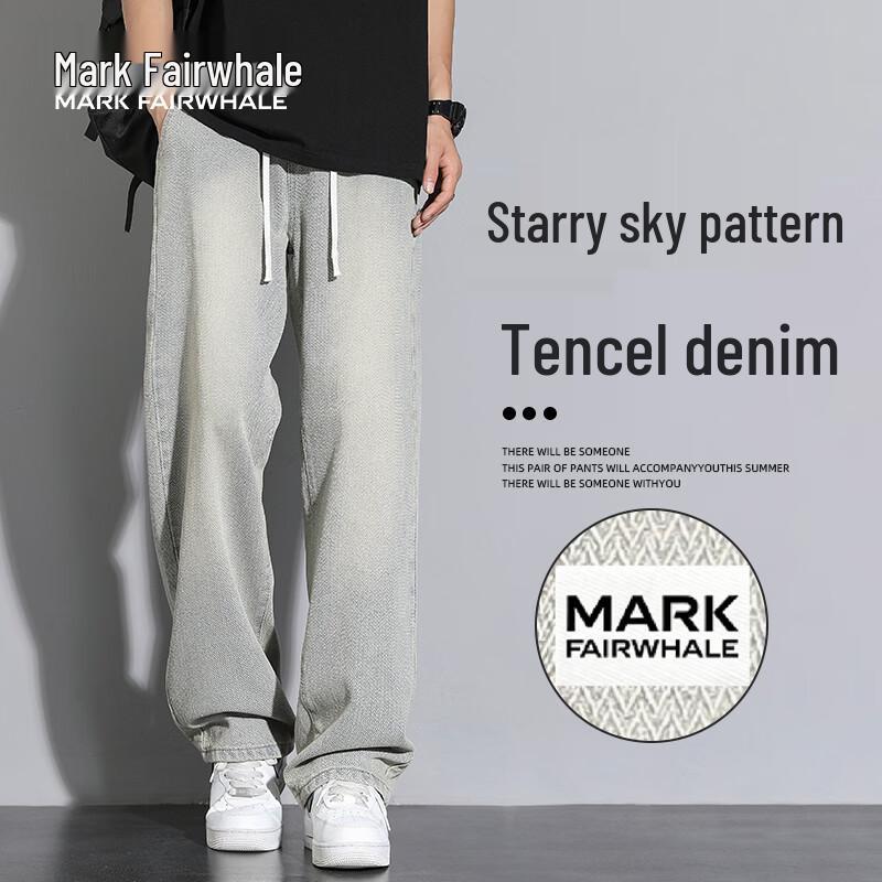 Мужские летние тонкие прямые джинсы Mark Fairwhale со звездным узором, свободного кроя 3XL