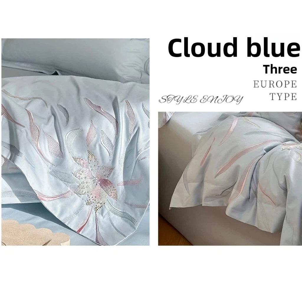 Set di biancheria da letto di lusso 4 pezzi in cotone a fibra lunga 100S, Copripiumino Ricamato 100% Cotone con Lenzuolo Sotto, Ultra Morbido e Liscio per Dormire a Pelle