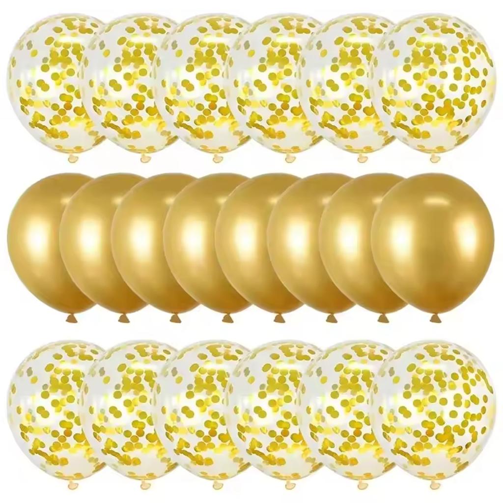 12inch Metal Colored Balloon with Confetti Balloon Set, Suitable for Weddings, Birthdays, Themed Parties, Pre Wedding Parties