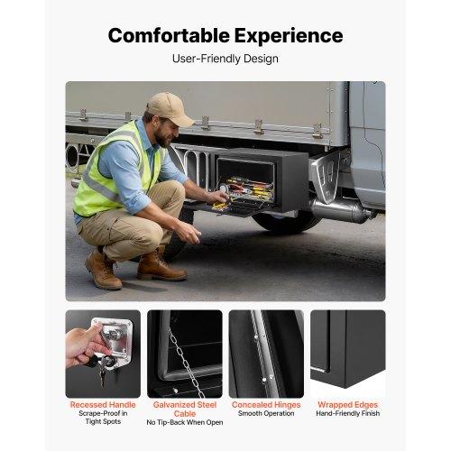 VEVOR Underbody Truck Tool Box, 609 x 305 x 356 mm Heavy Duty Steel Trailer Storage Box with Lock & Keys