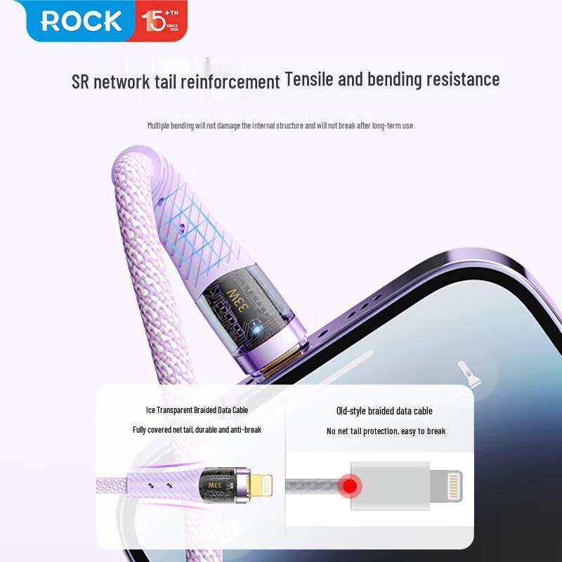 ROCK Z21 PD33W Transparent Fast Charging USB-C To Lightning Cable