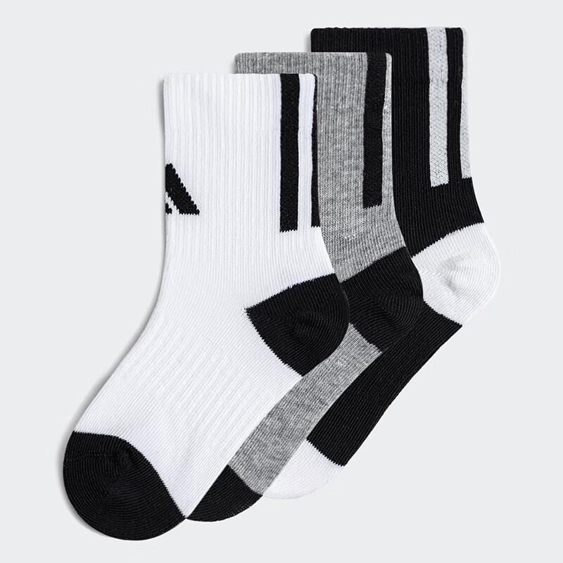 Adidas Kids  Unisex Cotton Athletic Ankle Socks - 3 Pair Pack XS