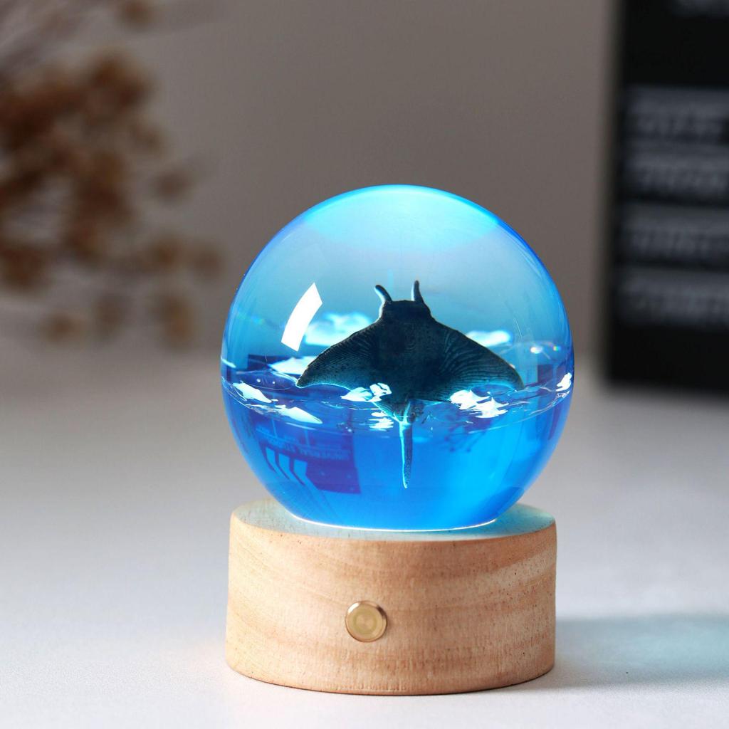 Ocean Whale Resin Crystal Ball Night Light Music Box – Ideal Birthday Gift for Kids & Friends