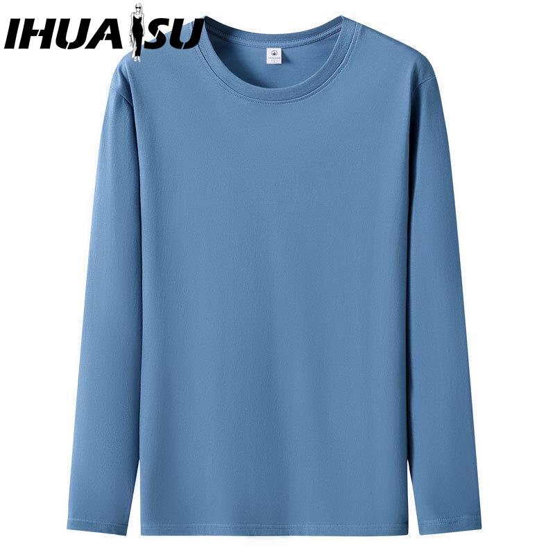 IHUASU Spring and Autumn Men's Long-sleeved T-shirt Men's O-collar Bottoming Shirt