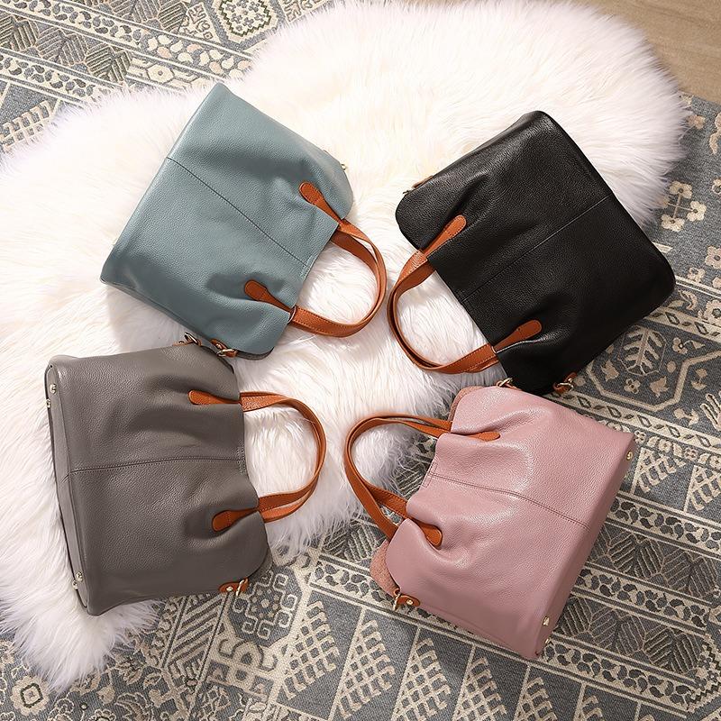 The first layer of cowhide niche tote bag, high-end leather versatile work commuter women's handbag
