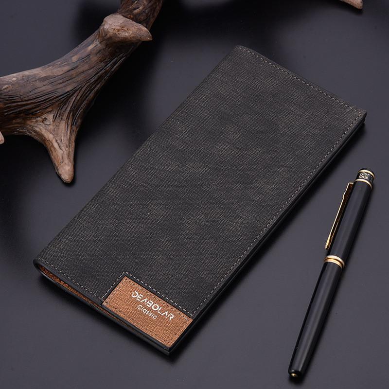 2023 New Men's Long Wallet Korean Version Ultra-thin Male Money Clip Fashion Patchwork Soft Leather Clip Wholesale Deep Blue