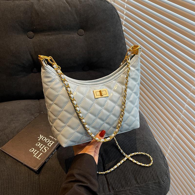 

Женская универсальная сумка через плечо с ромбовидным узором - Элегантная, всесезонная сумка-пельмень 25x10x19 cm синий