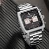 Men's fashionable versatile square multi-function timing three-eye six-pin luminous calendar watch