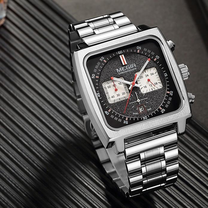 Men's fashionable versatile square multi-function timing three-eye six-pin luminous calendar watch