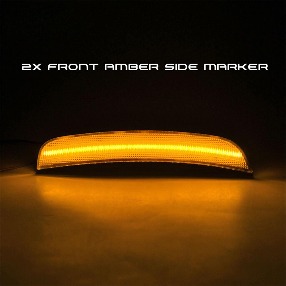 4 Pcs Strobe Lights For 2015-2021 Chrysler 300 Smoked LED Side Marker Light Front Rear Lamp Amber and Red Single Row Lamp Bead