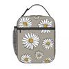 Cartoon Black And White Daisy Pattern Insulated Lunch Bag for Women Kids Portable Food Boxes Thermal Lunch Box Tote