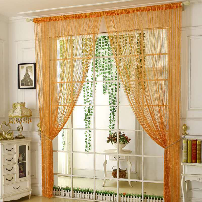 Cheaper Shiny Tassel Silver Line String Curtain 100x200cm Fashion Valance For Living Room Divider Wedding hotel Home Decoration