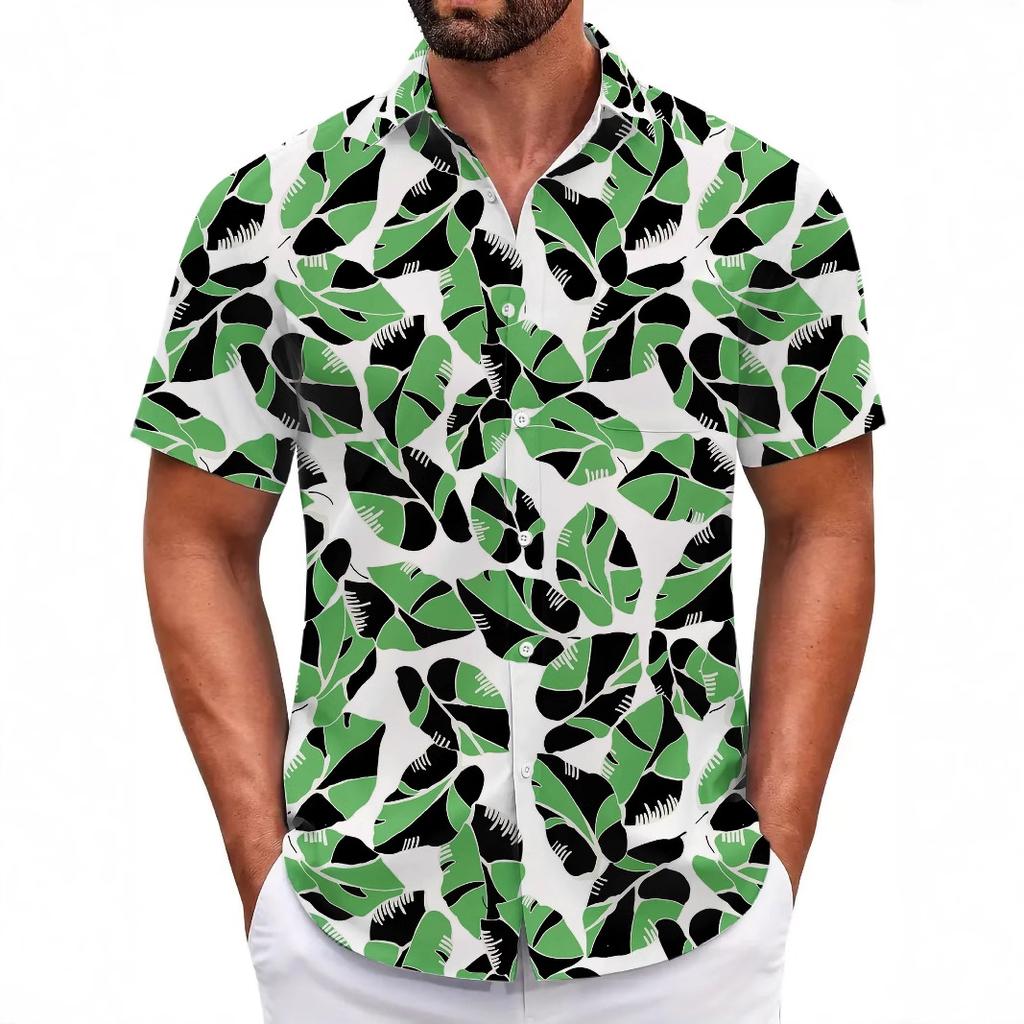Summer Flower Shirt Men'S Beach Large Size Casual Hawaiian Vintage Digital Printing Short Sleeve Men'S Shirt