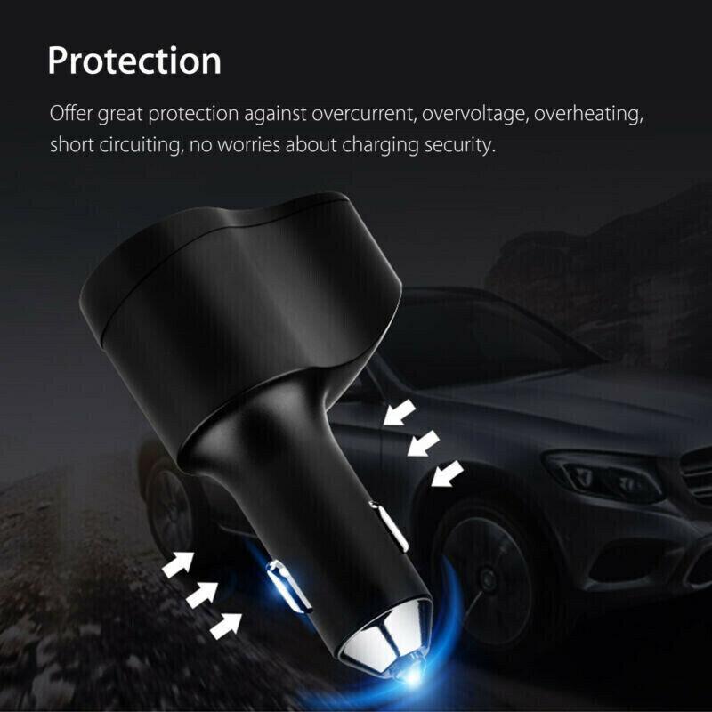 Fordonständaruttag Splitter 2-vägs USB multiladdare nätadapter