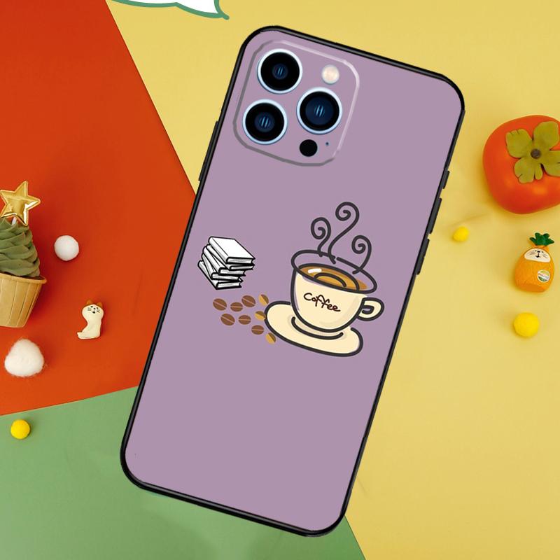 Books And Coffee Phone Case For iPhone 17 Pro Max 16 15 14 12 11 13 Pro Max Plus 12 13 Mini 16e 17 Air Cover