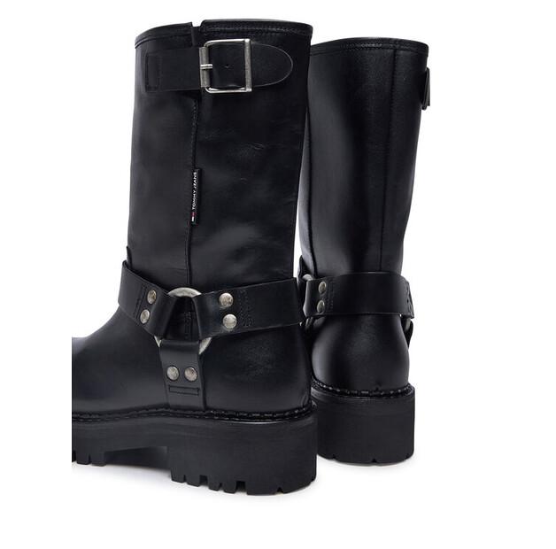 Ботильоны Tommy Jeans Tjw Urban Biker Boot Leather EN0EN02728 Black