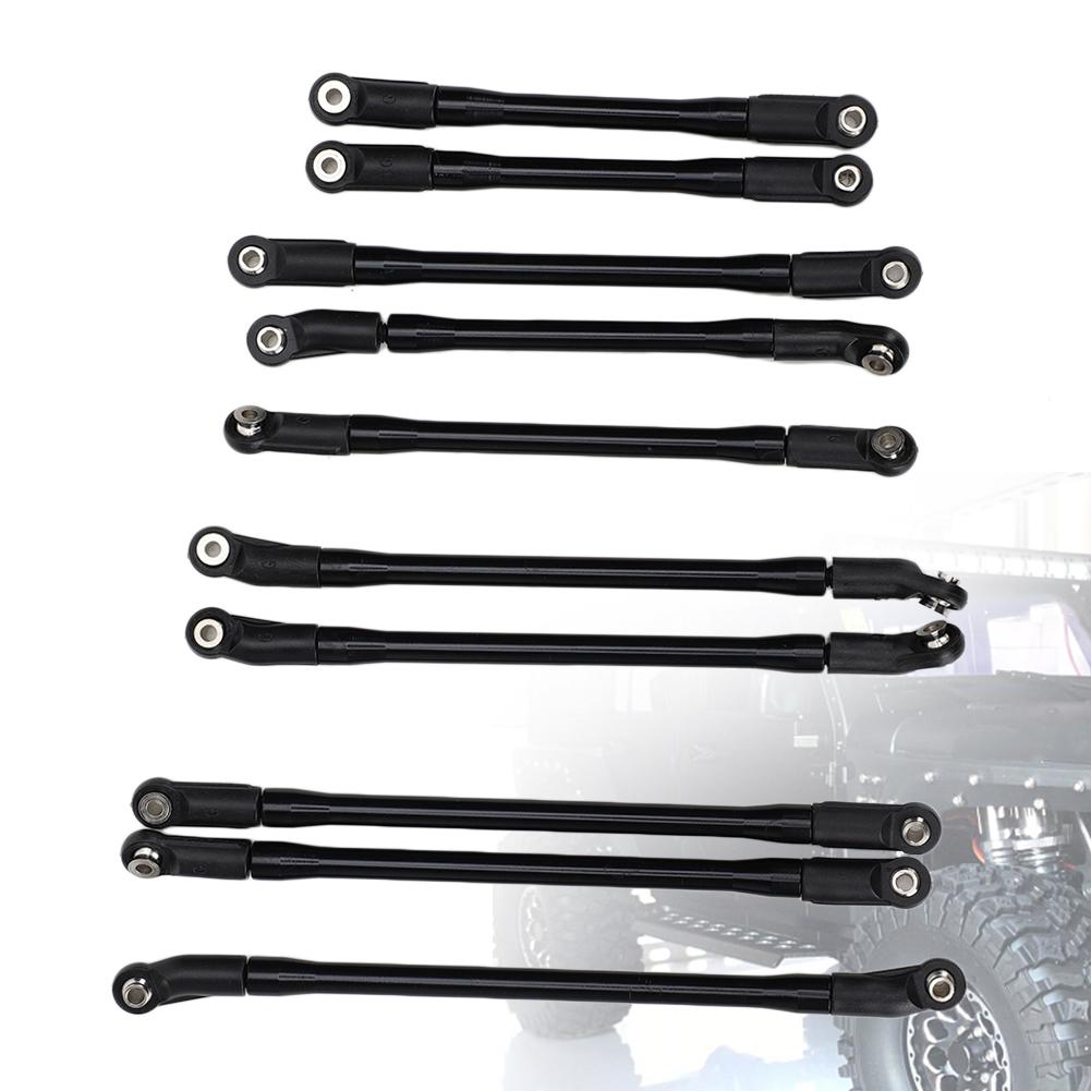 10pcs Metal Chassis Anti Rust Replacement Pull Rod Fit for Axial SCX10 II RC Crawler Black