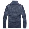 Men's Long Zippered Knit Sweater with Plush and Thick Insulation Trendy Top Sweater and Jacket