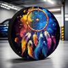 1pc Dreamcatcher Design Tire Cover - Fit, 100% Polyester, Vibrant Watercolor Feather & Starry Night Theme, Perfect For Jeep Or O